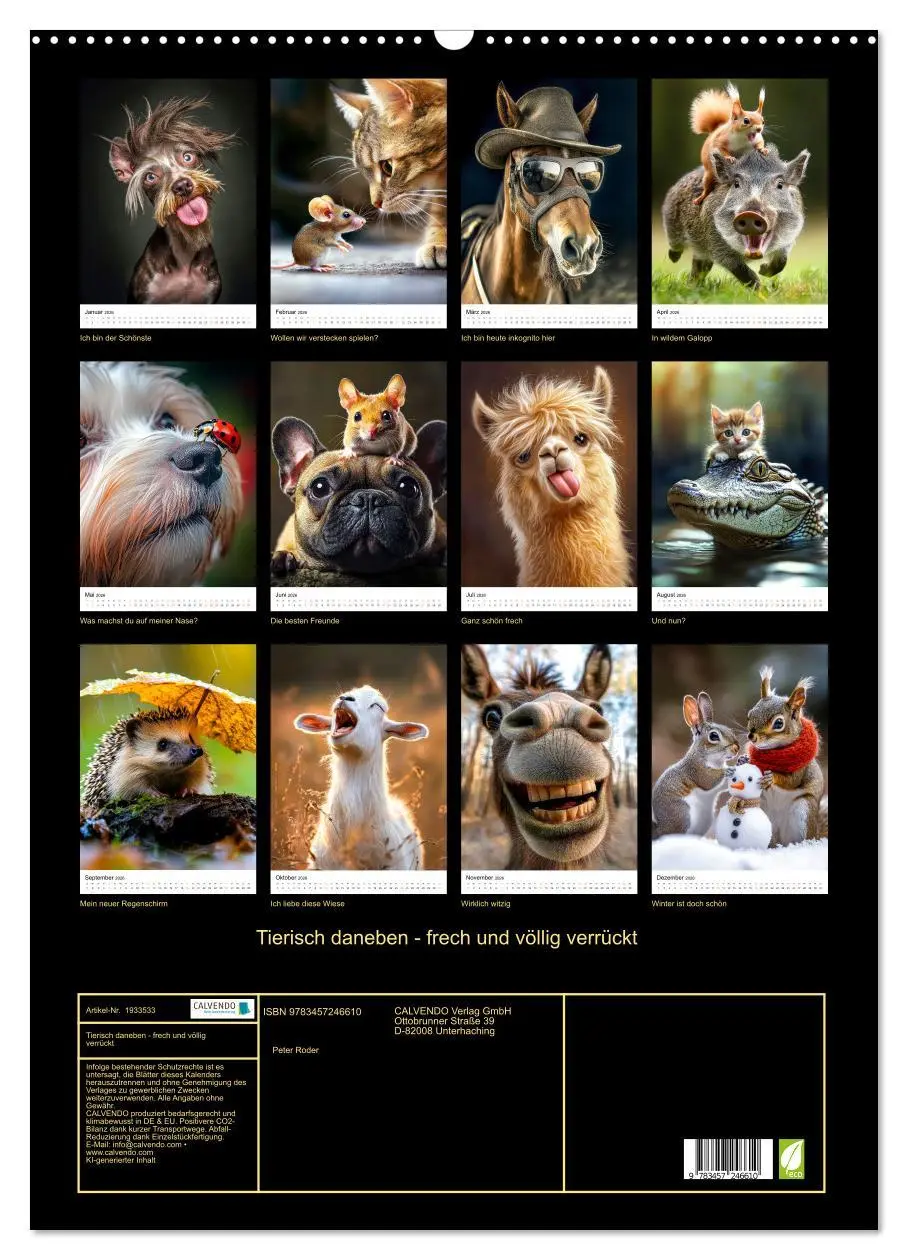 Bild: 9783457246610 | Tierisch daneben - frech und völlig verrückt (Wandkalender 2026 DIN...