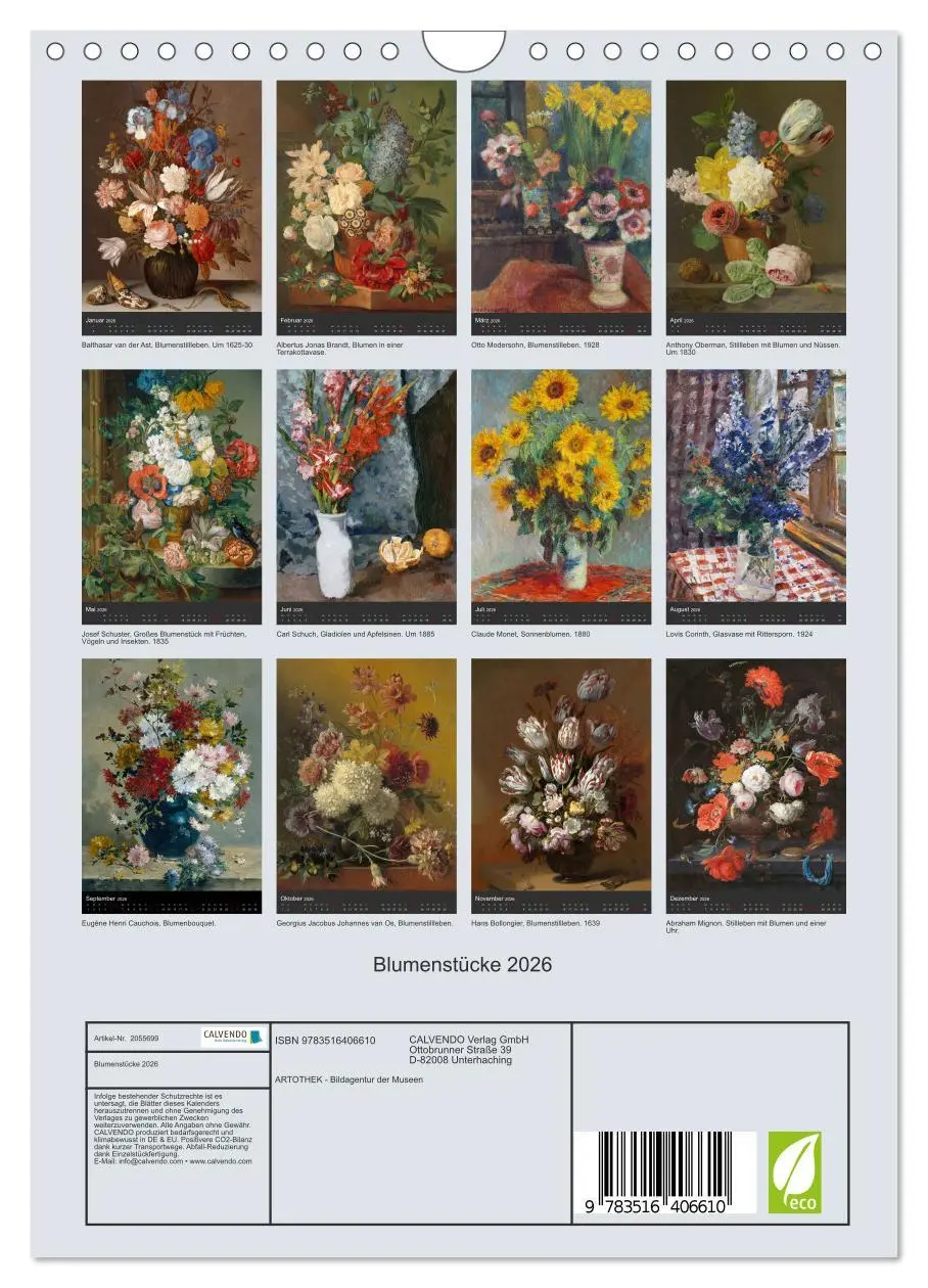 Bild: 9783516406610 | Blumenstücke 2026 (Wandkalender 2026 DIN A4 hoch), CALVENDO...