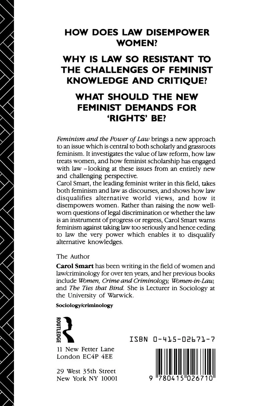 Rückseite: 9780415026710 | Feminism and the Power of Law | Carol Smart | Taschenbuch | Englisch