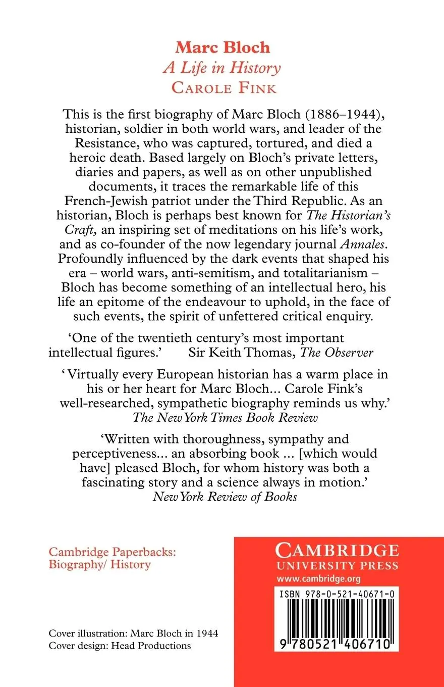 Rückseite: 9780521406710 | Marc Bloch | A Life in History | Carole Fink | Taschenbuch | Englisch