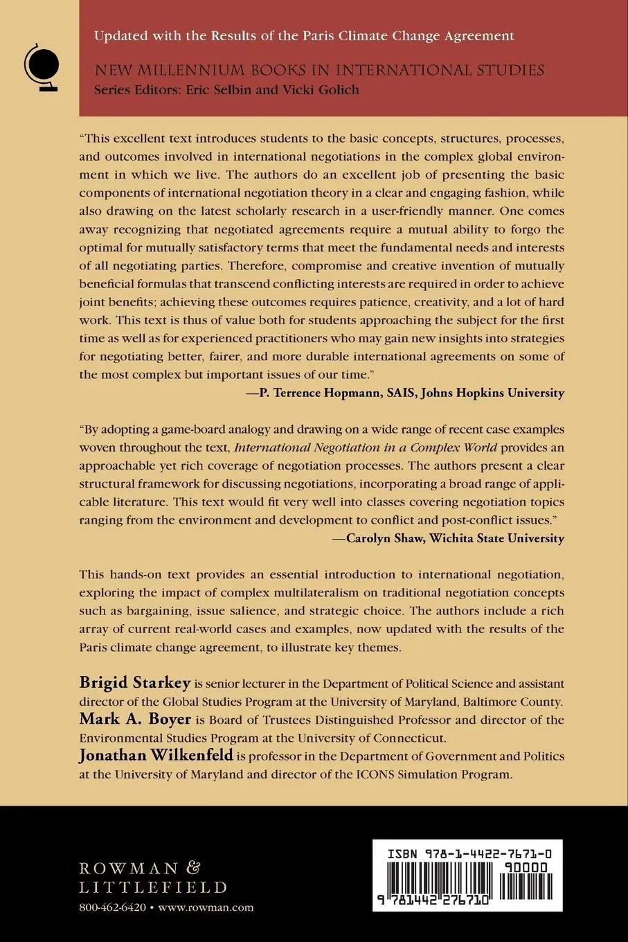 Rückseite: 9781442276710 | International Negotiation in a Complex World | Brigid Starkey (u. a.)
