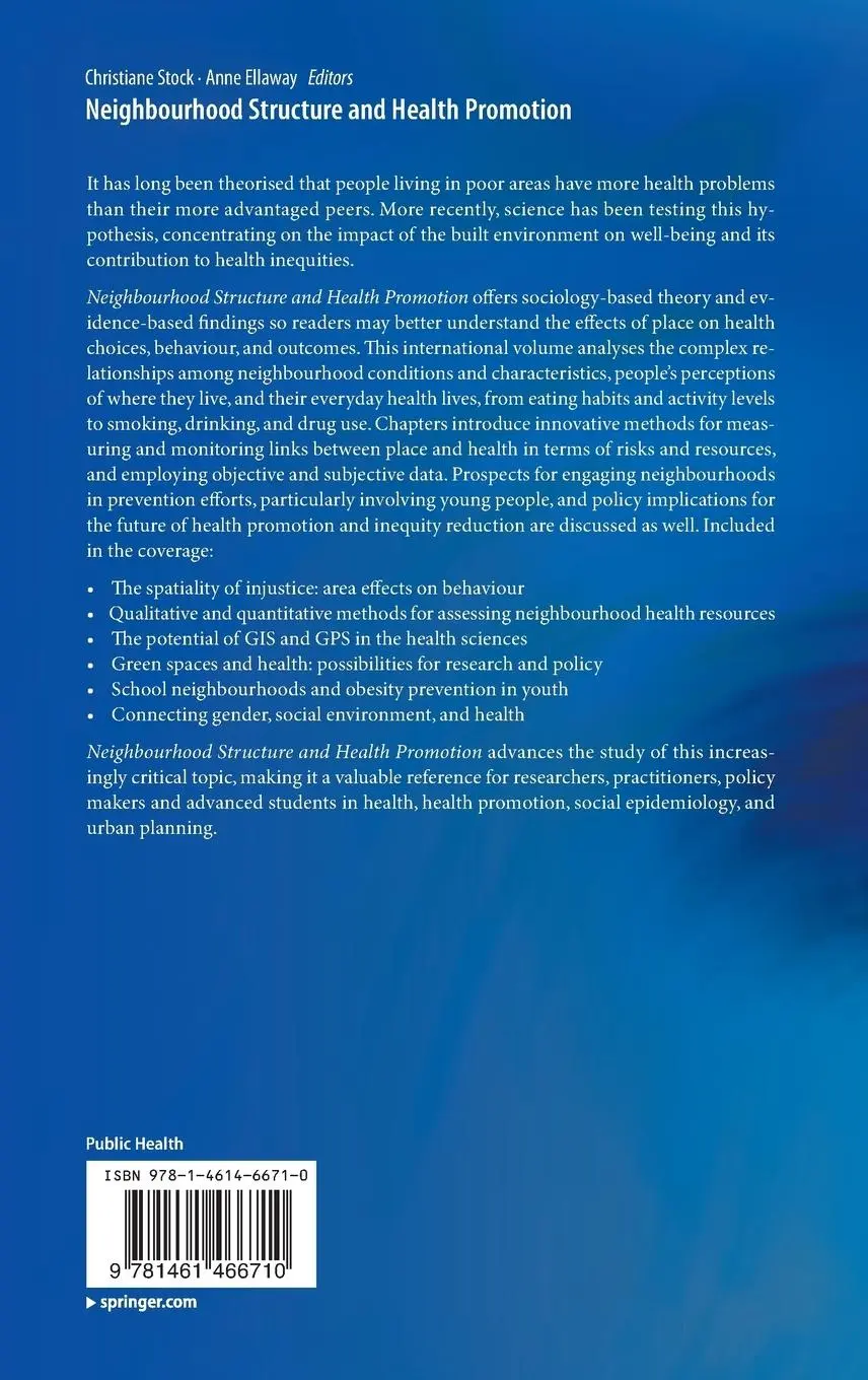 Rückseite: 9781461466710 | Neighbourhood Structure and Health Promotion | Anne Ellaway (u. a.)