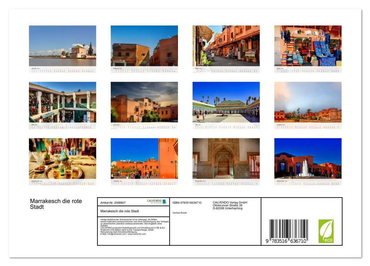 Bild: 9783516636710 | Marrakesch die rote Stadt (Wandkalender 2026 DIN A4 quer), CALVENDO...