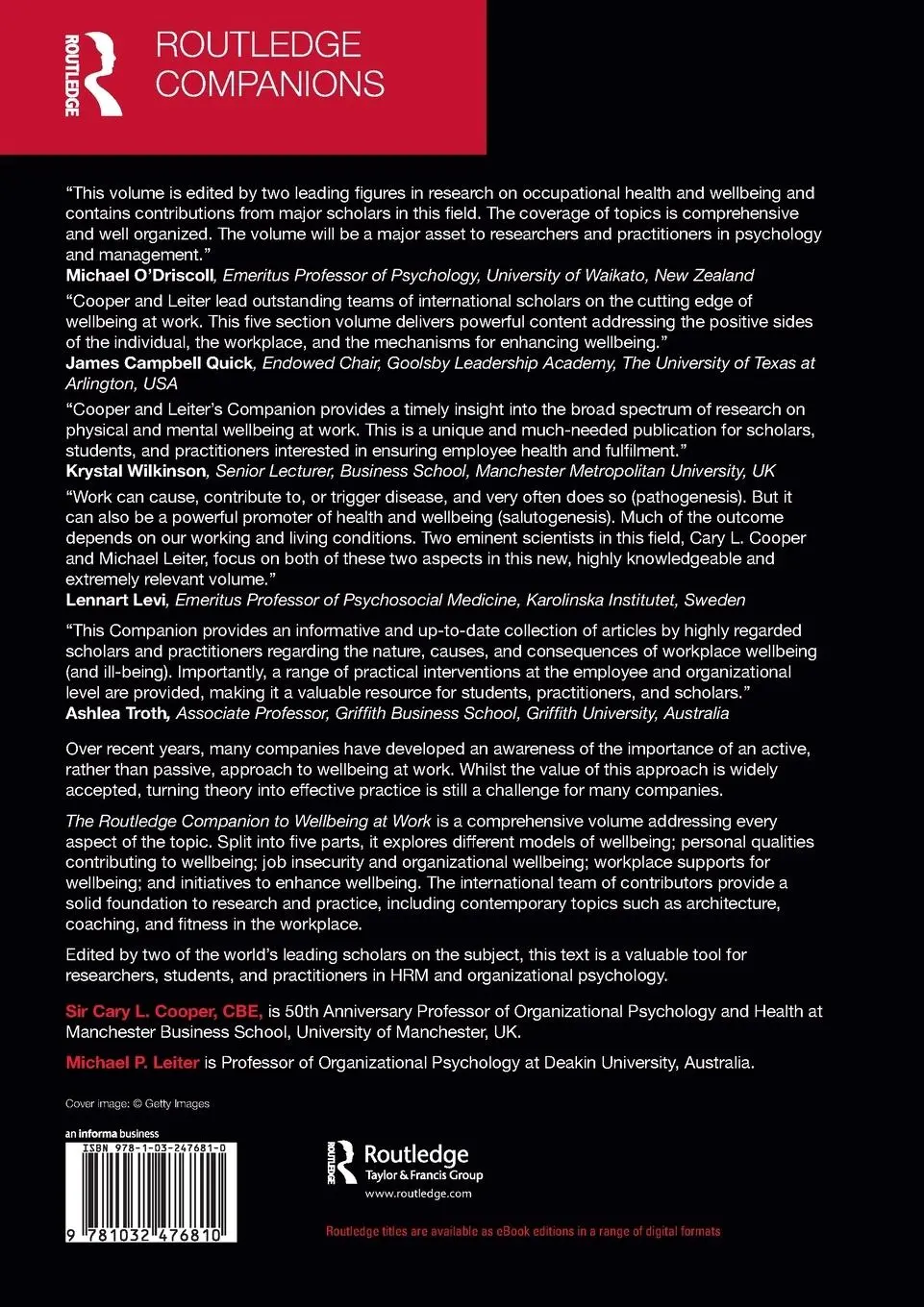 Rückseite: 9781032476810 | The Routledge Companion to Wellbeing at Work | Cary Cooper (u. a.)