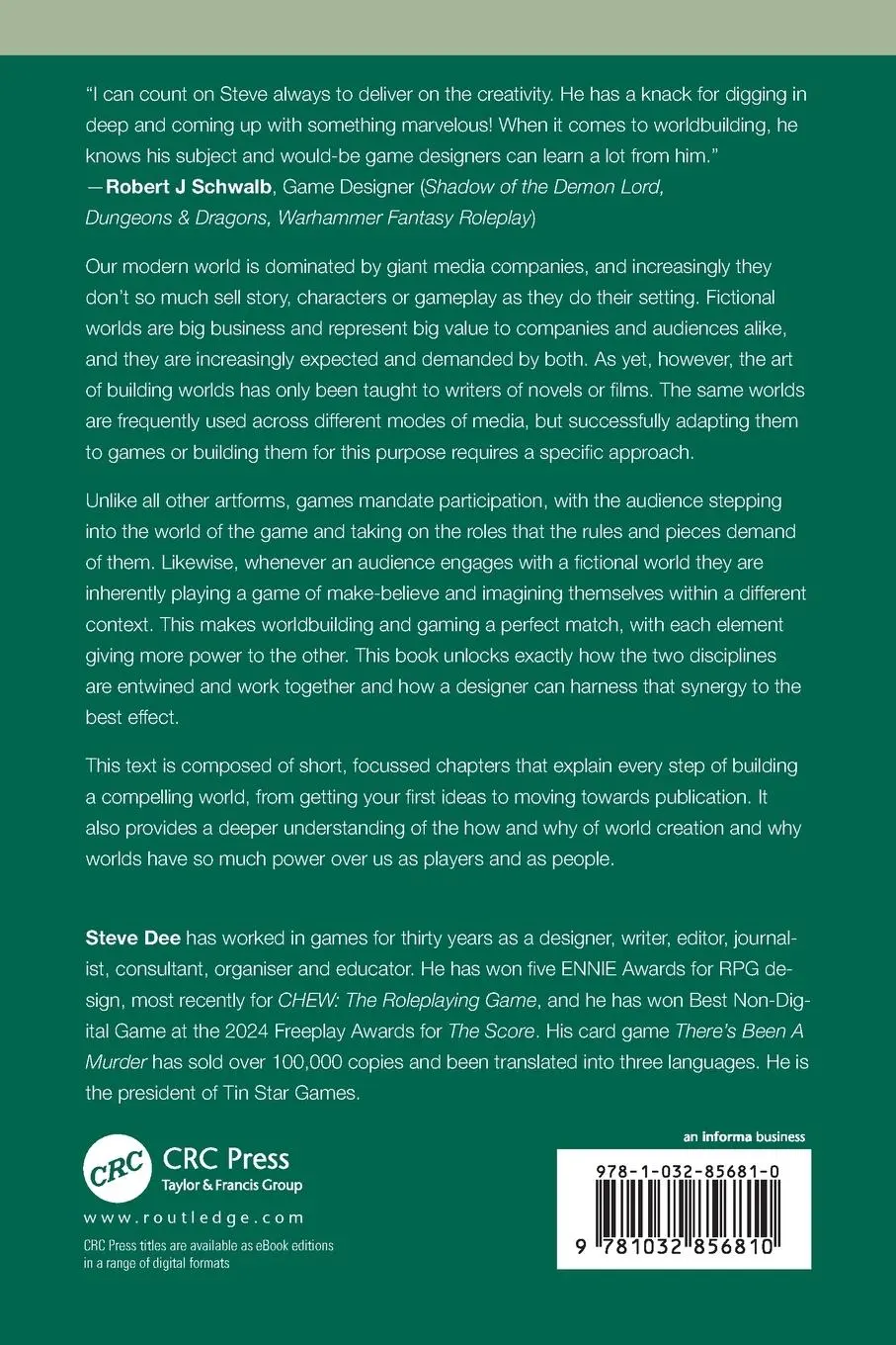 Rückseite: 9781032856810 | Worldbuilding for Game Designers | Steve Dee | Taschenbuch | Englisch