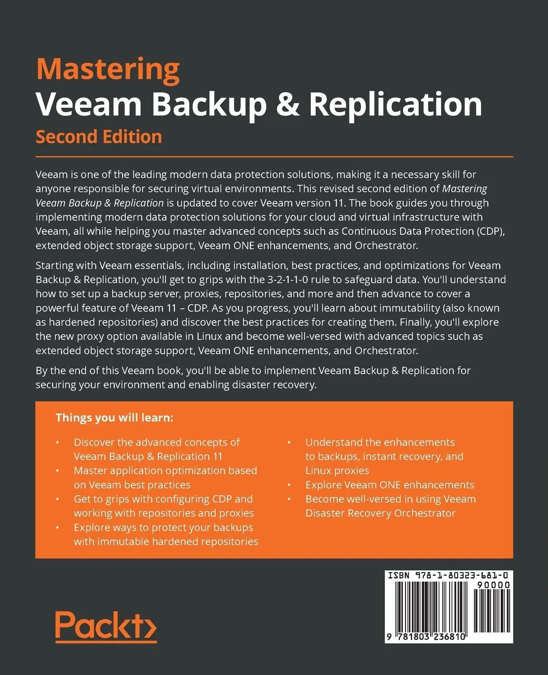Rückseite: 9781803236810 | Mastering Veeam Backup &amp; Replication - Second Edition | Childerhose
