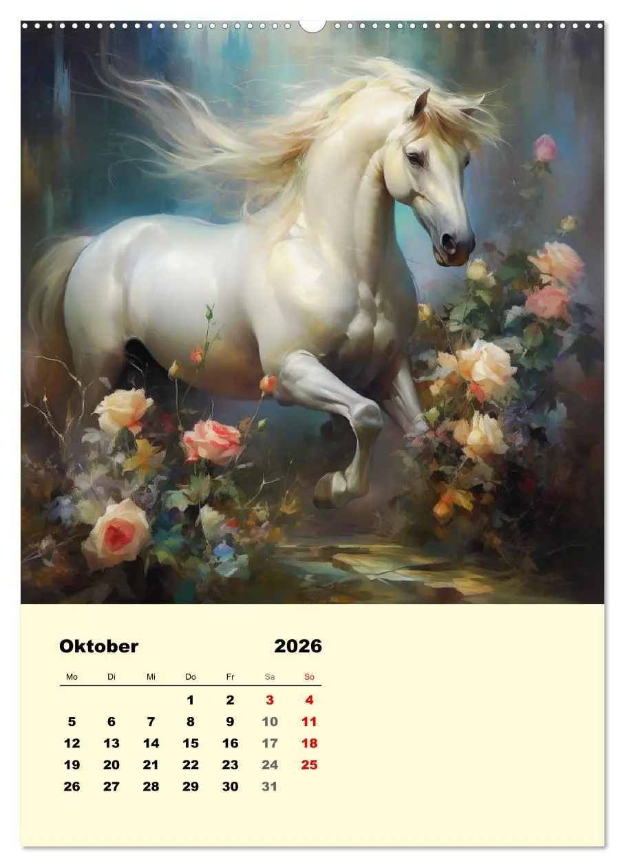Bild: 9783516316810 | Pferde im romantischen Barockstil (Wandkalender 2026 DIN A2 hoch),...