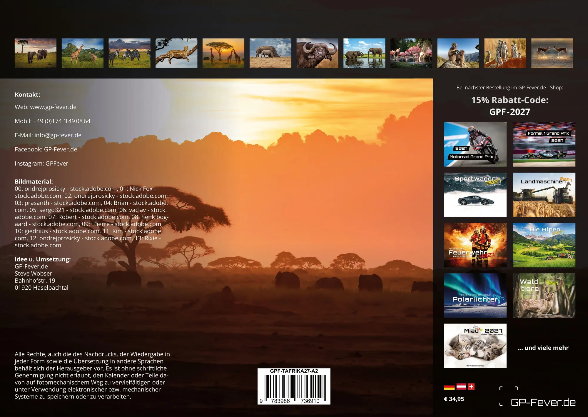 Bild: 9783986736910 | Afrikas Tierwelt - Der Tierkalender - 2027 - Kalender DIN A2 | de