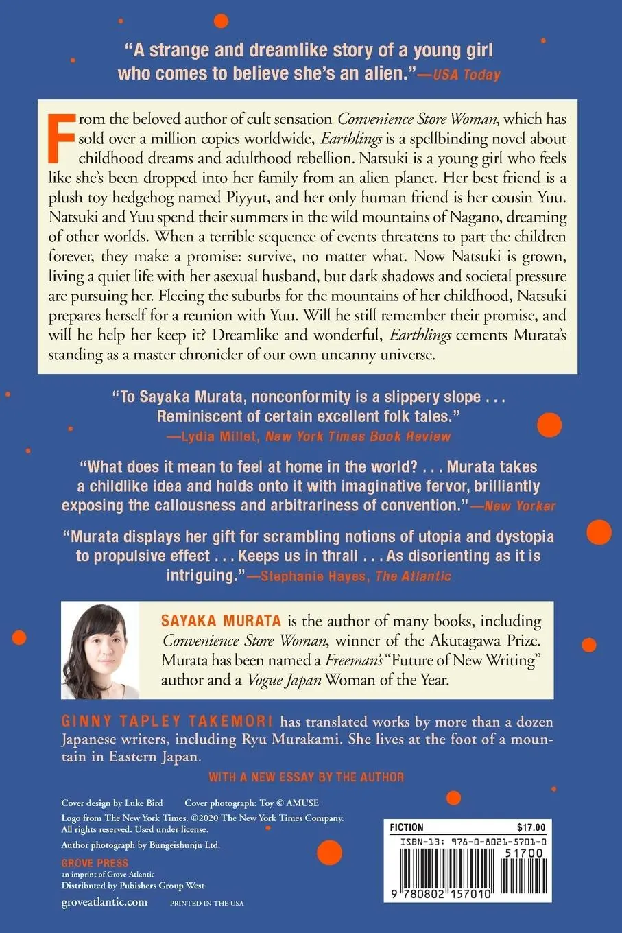 Rückseite: 9780802157010 | Earthlings | Sayaka Murata | Taschenbuch | Englisch | 2021