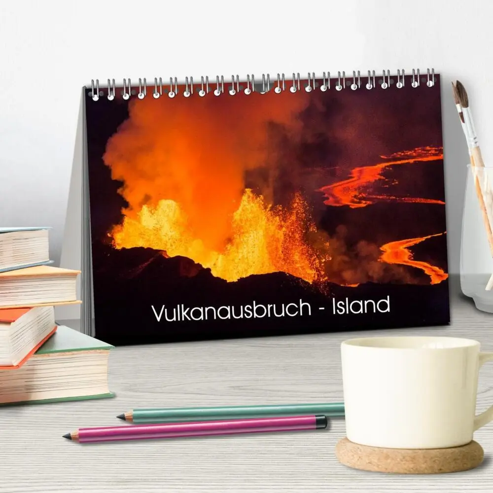 Bild: 9783435637010 | Vulkanausbruch - Island (Tischkalender 2025 DIN A5 quer), CALVENDO...