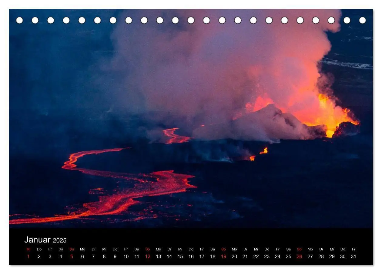 Bild: 9783435637010 | Vulkanausbruch - Island (Tischkalender 2025 DIN A5 quer), CALVENDO...