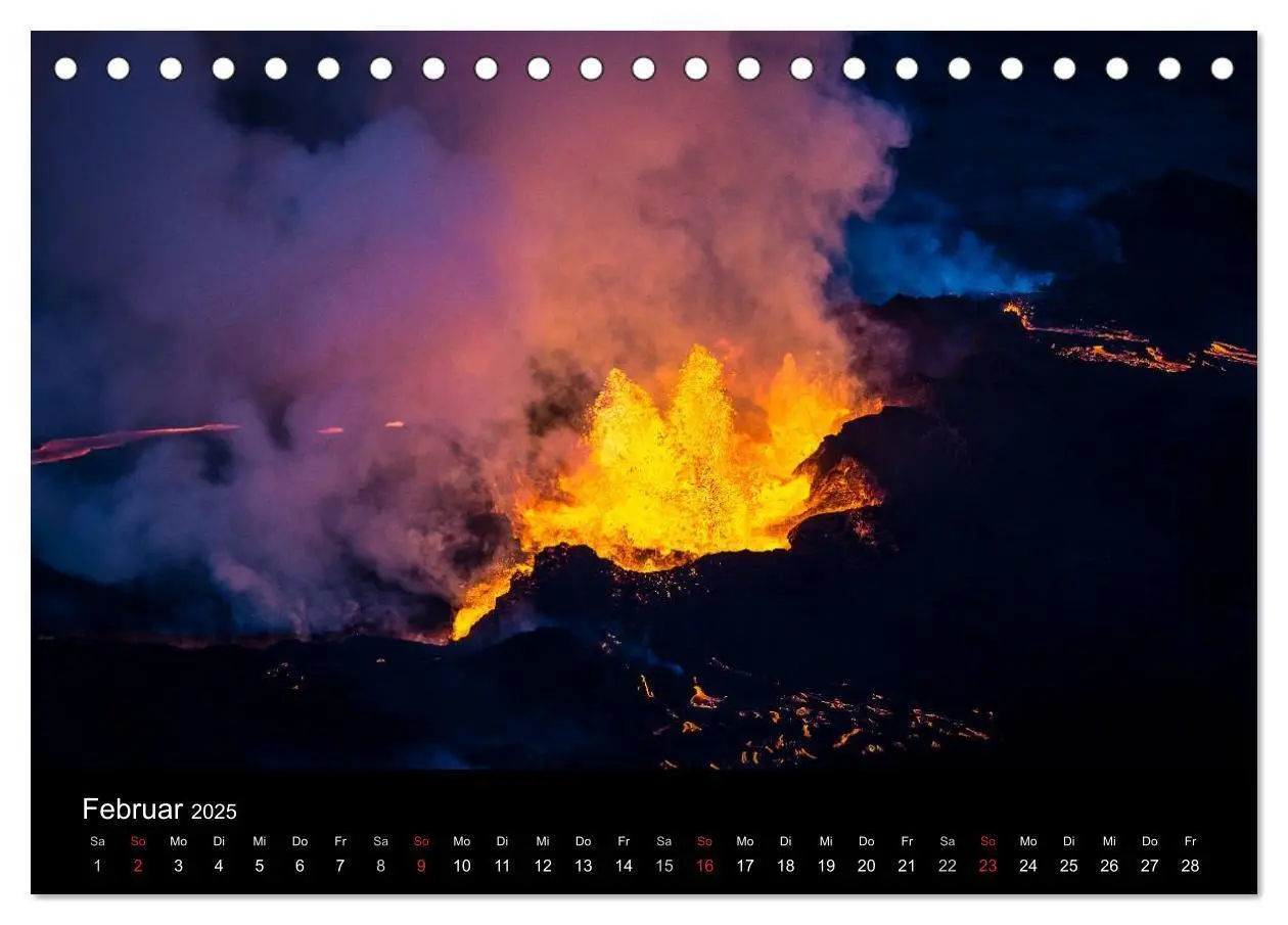 Bild: 9783435637010 | Vulkanausbruch - Island (Tischkalender 2025 DIN A5 quer), CALVENDO...