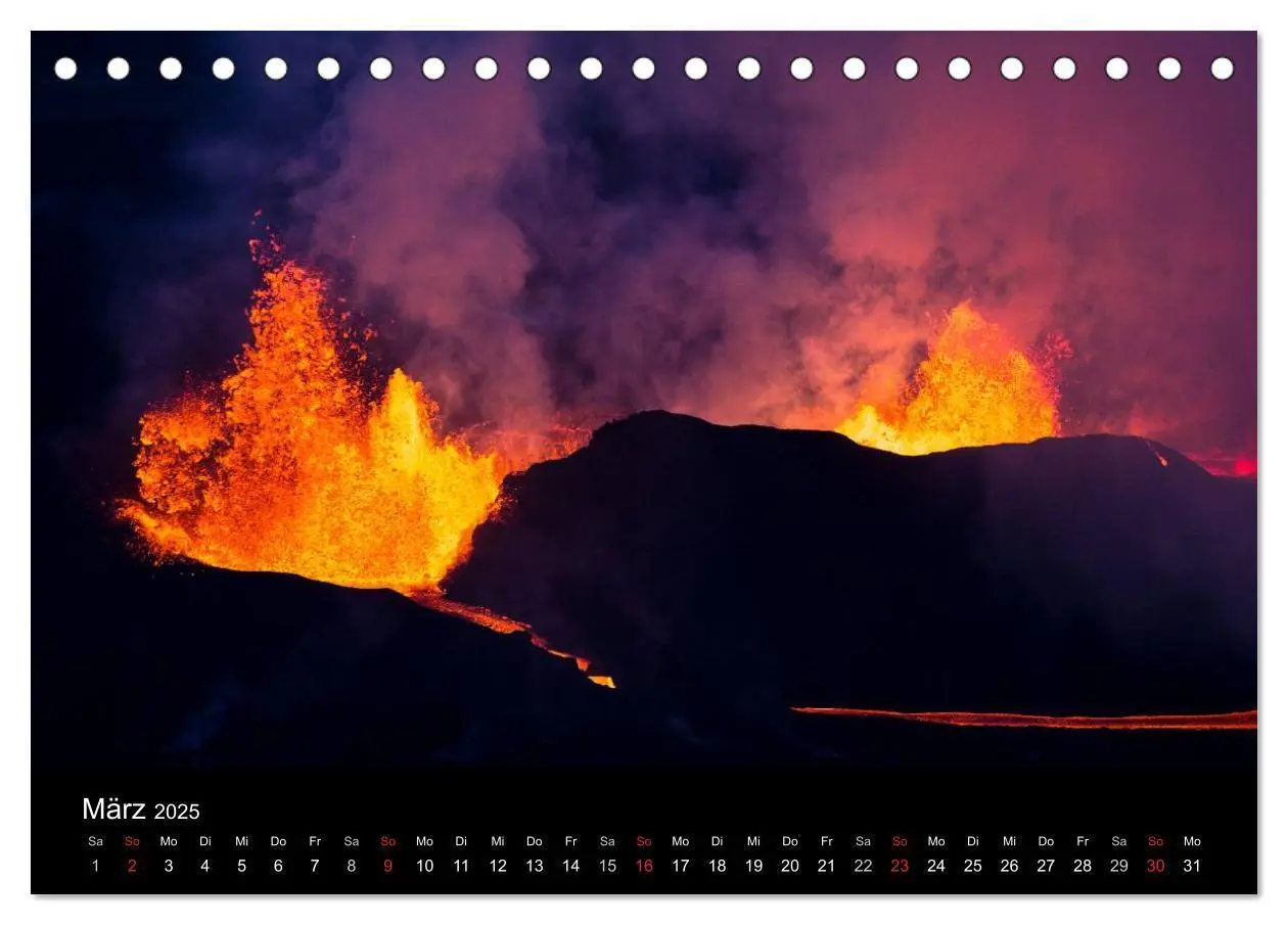 Bild: 9783435637010 | Vulkanausbruch - Island (Tischkalender 2025 DIN A5 quer), CALVENDO...