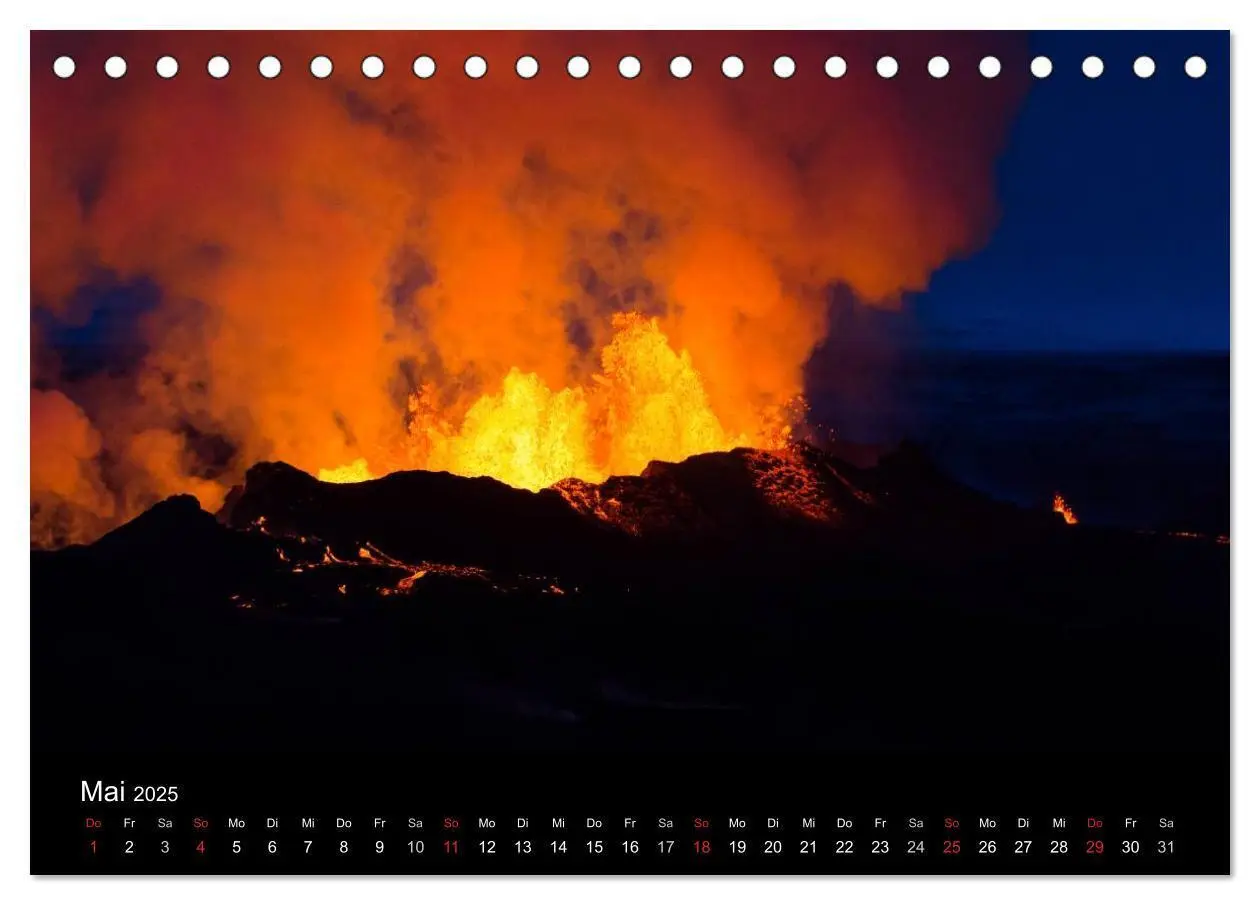Bild: 9783435637010 | Vulkanausbruch - Island (Tischkalender 2025 DIN A5 quer), CALVENDO...