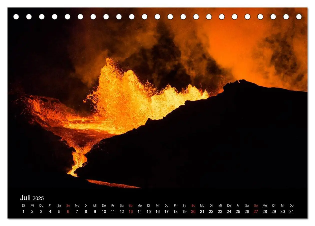 Bild: 9783435637010 | Vulkanausbruch - Island (Tischkalender 2025 DIN A5 quer), CALVENDO...