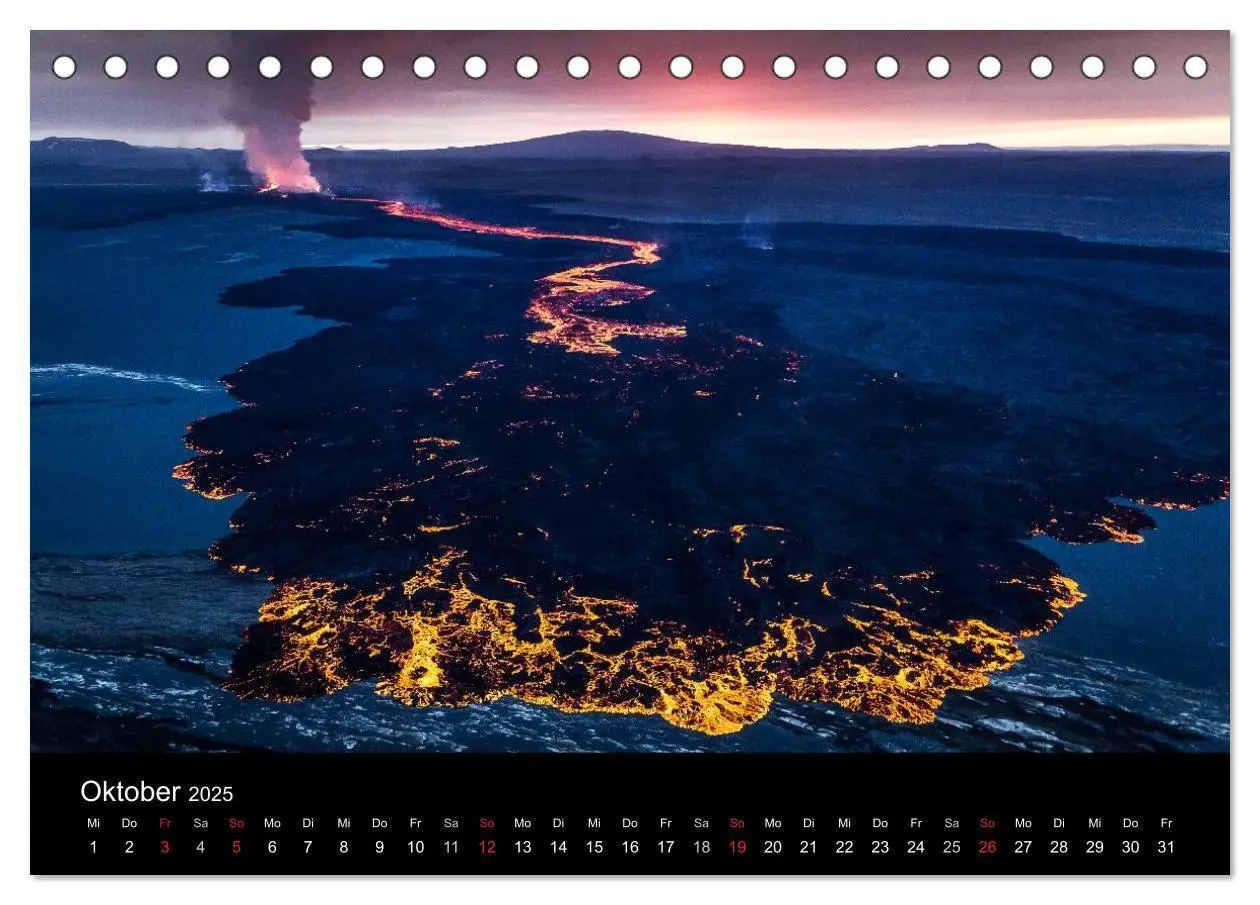 Bild: 9783435637010 | Vulkanausbruch - Island (Tischkalender 2025 DIN A5 quer), CALVENDO...