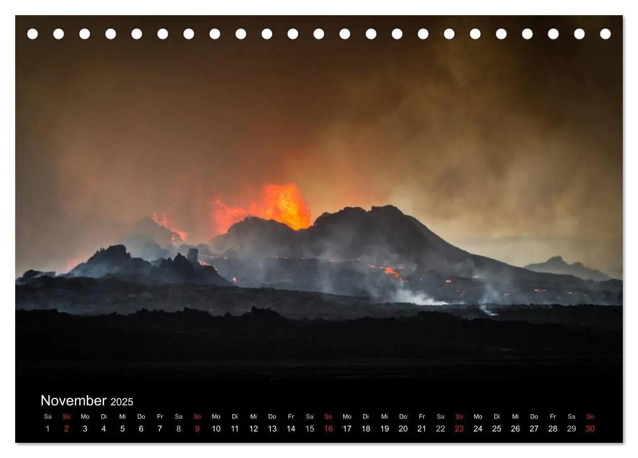 Bild: 9783435637010 | Vulkanausbruch - Island (Tischkalender 2025 DIN A5 quer), CALVENDO...