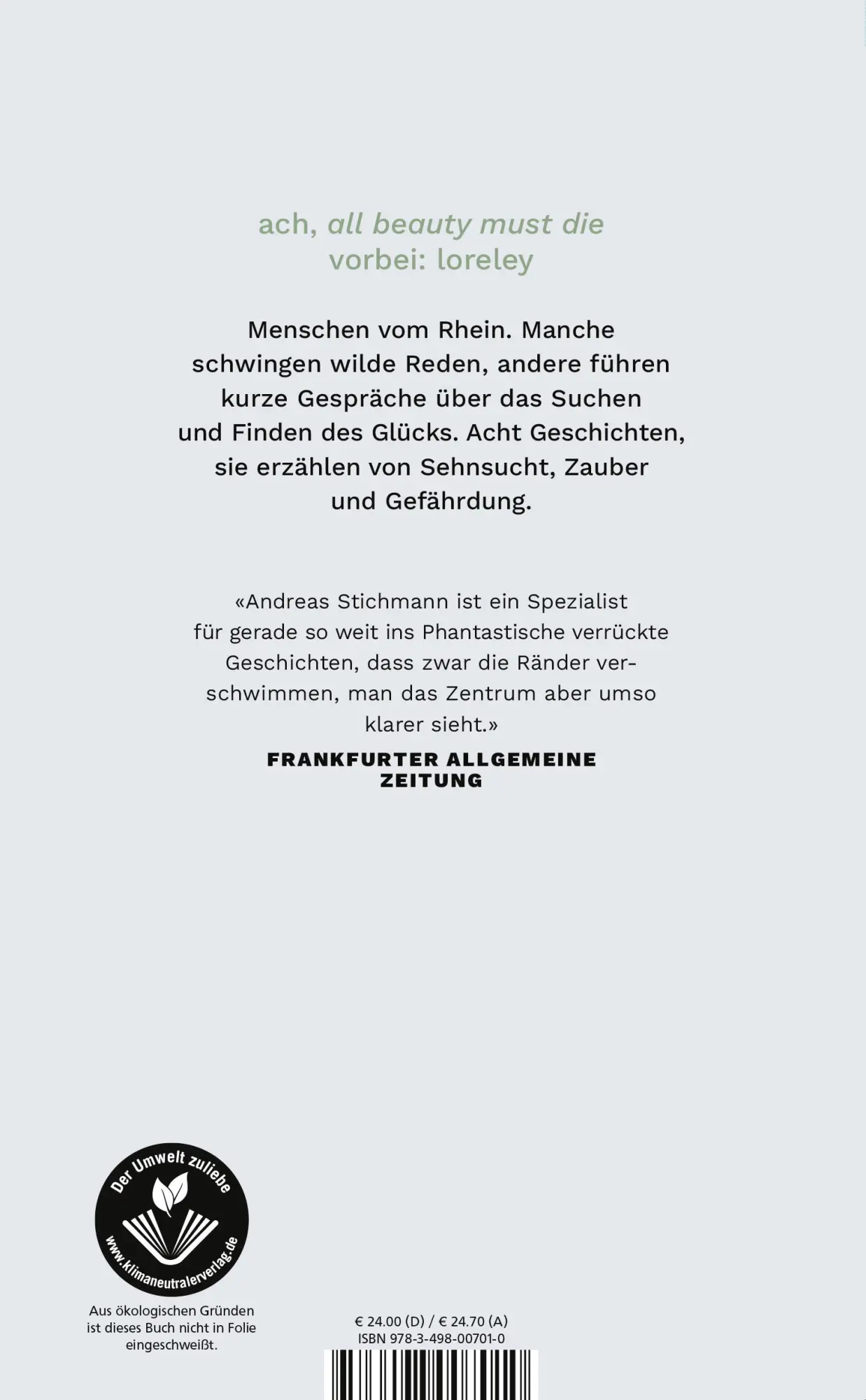 Rückseite: 9783498007010 | Loreley | Geschichten vom Rhein "Ein kleines Juwel." Die Zeit | Buch