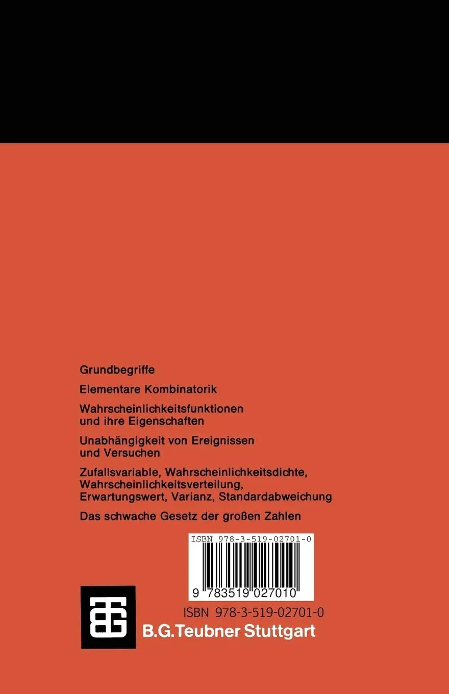 Rückseite: 9783519027010 | Wahrscheinlichkeitsrechnung | Willi Walser | Taschenbuch | 165 S.