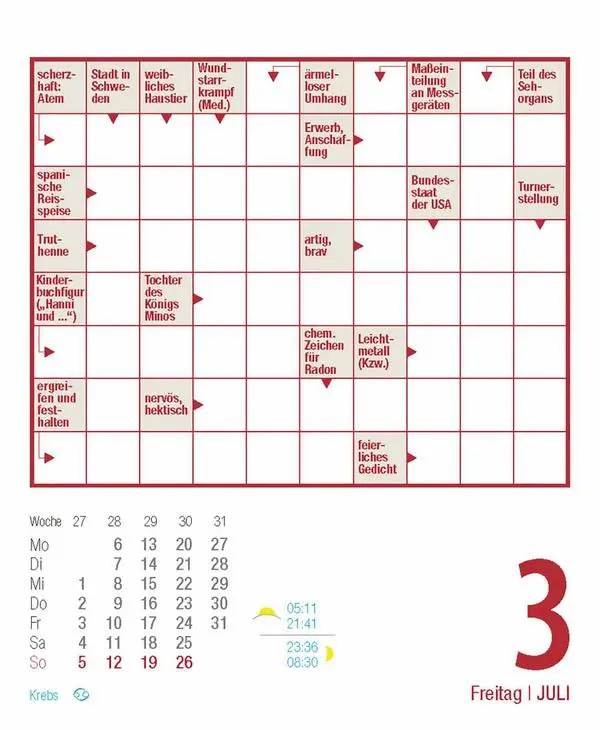 Bild: 9783731887010 | Kreuzworträtsel 2026 | Verlag Korsch | Kalender | 328 S. | Deutsch