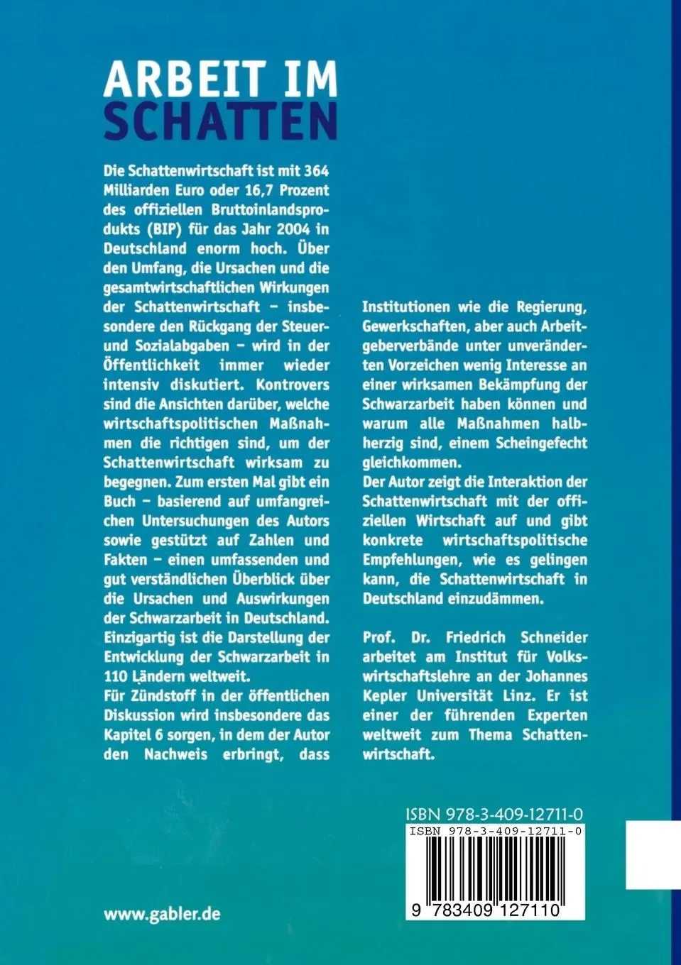 Rückseite: 9783409127110 | Arbeit im Schatten | Wo Deutschlands Wirtschaft wirklich wächst | Buch