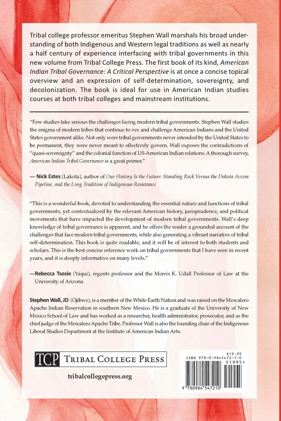 Rückseite: 9780984547210 | American Indian Tribal Governance | A Critical Perspective | Wall