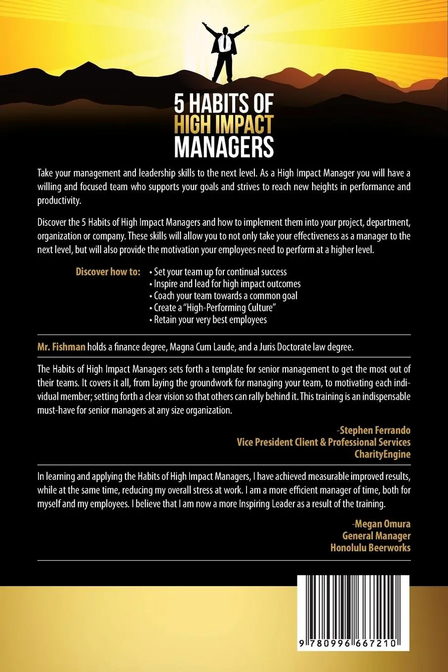 Rückseite: 9780996667210 | 5 Habits of High Impact Managers | Allen E Fishman | Taschenbuch