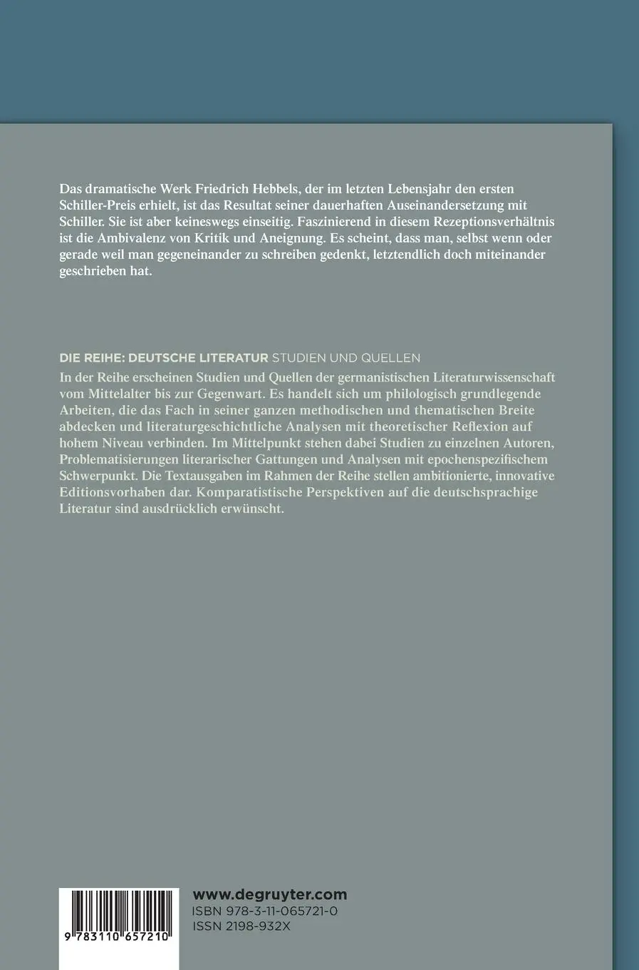 Rückseite: 9783110657210 | Friedrich Hebbels Arbeit an Schiller | Mingchao Mao | Buch | IX | 2024