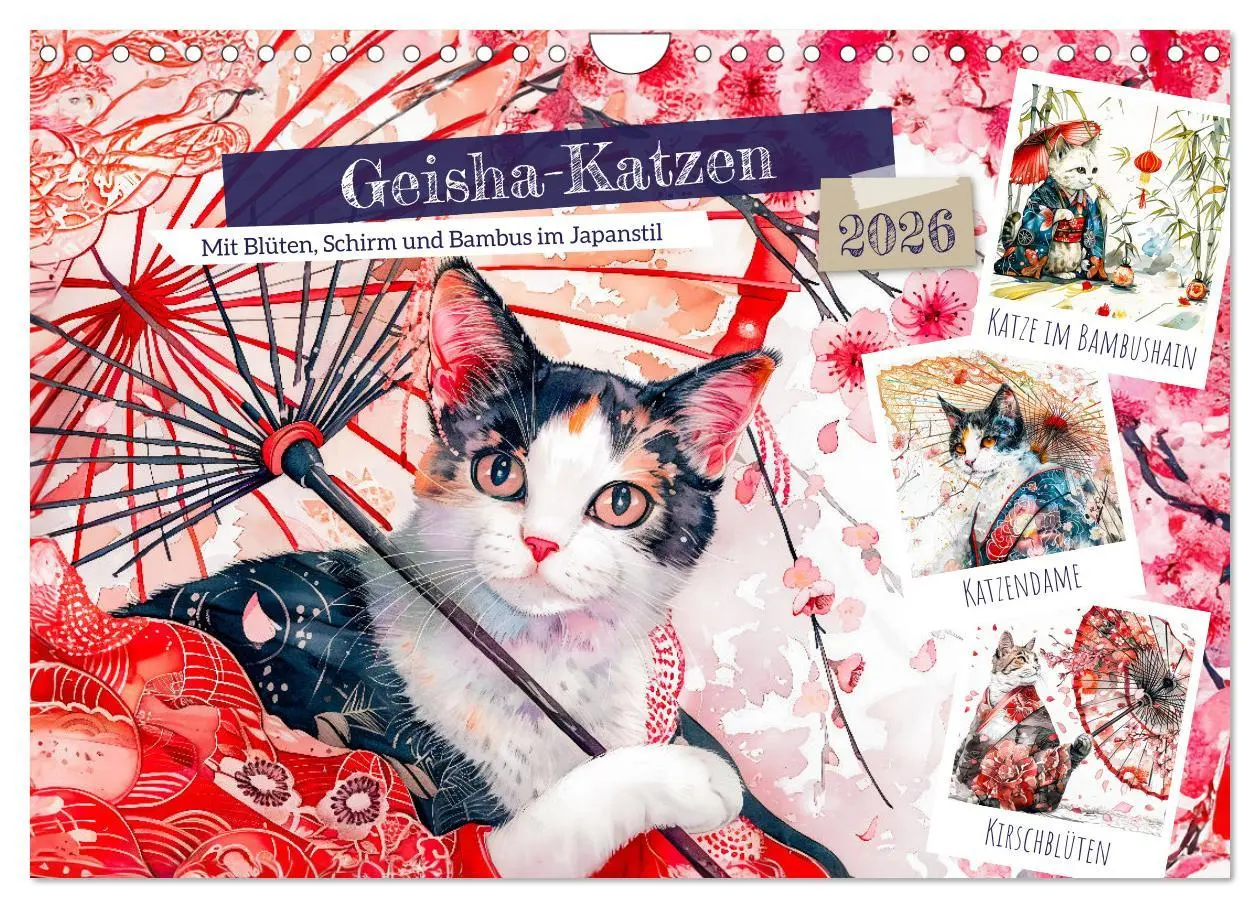 Cover: 9783457327210 | Geisha-Katzen - Mit Blüten, Schirm und Bambus im Japanstil...