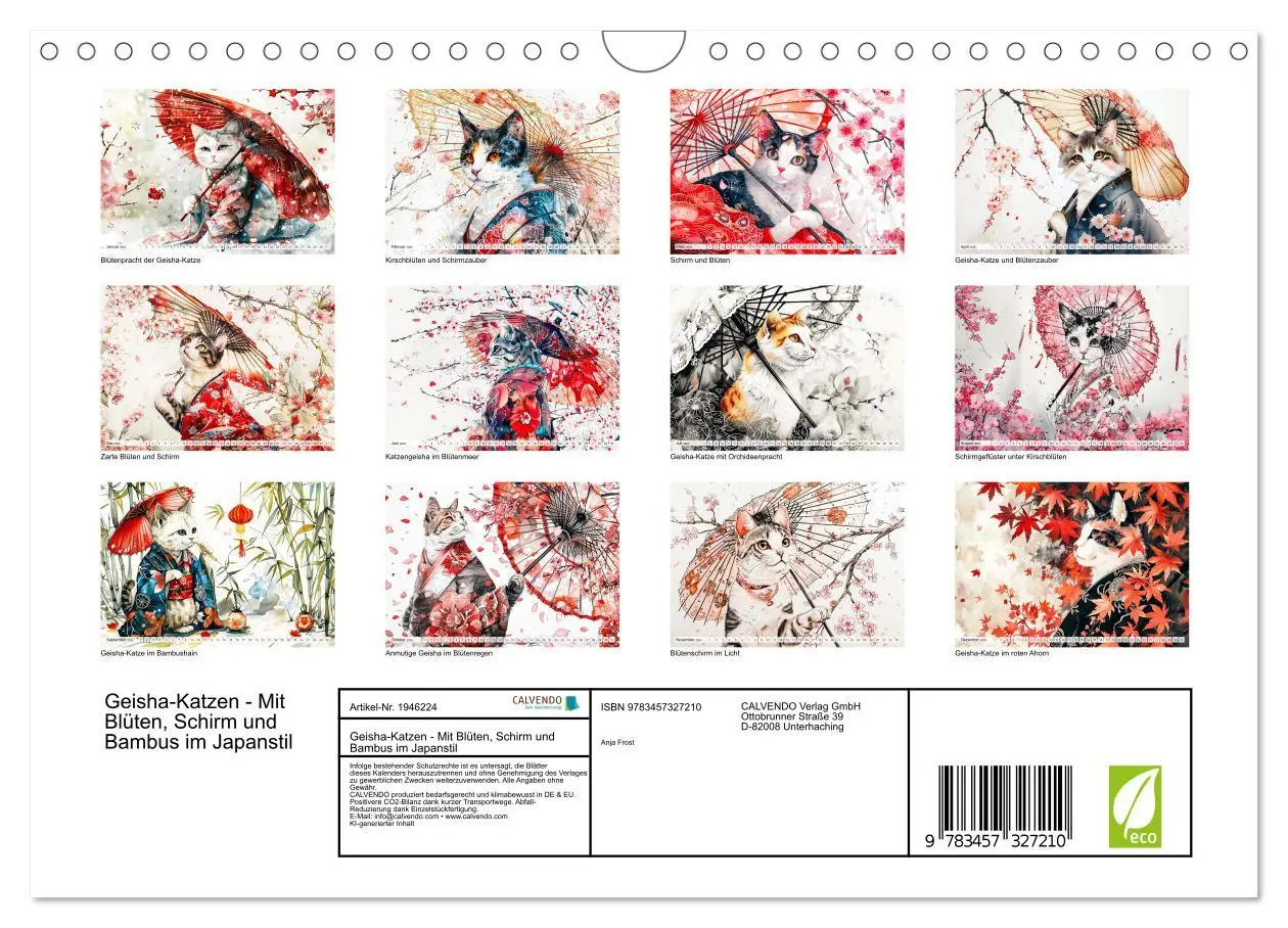 Bild: 9783457327210 | Geisha-Katzen - Mit Blüten, Schirm und Bambus im Japanstil...