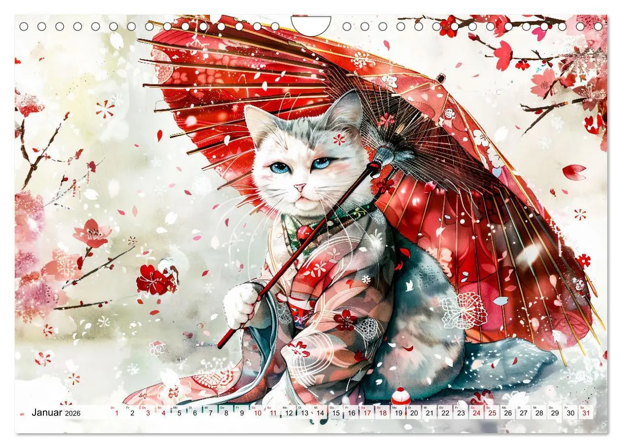 Bild: 9783457327210 | Geisha-Katzen - Mit Blüten, Schirm und Bambus im Japanstil...