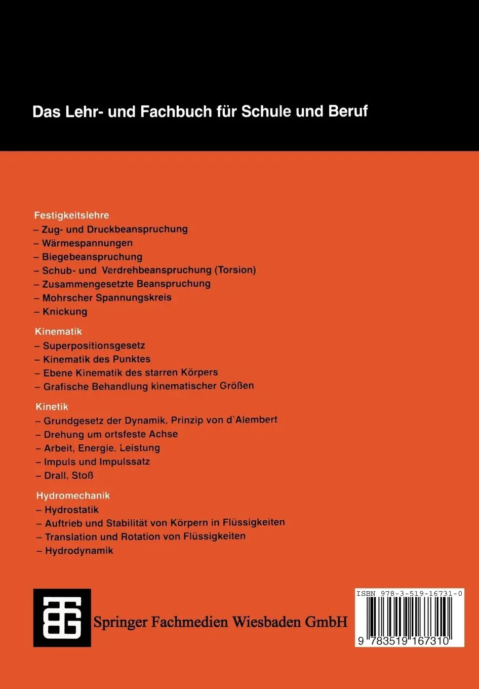 Rückseite: 9783519167310 | Technische Mechanik 2 | Hans G. Steger (u. a.) | Taschenbuch | Deutsch