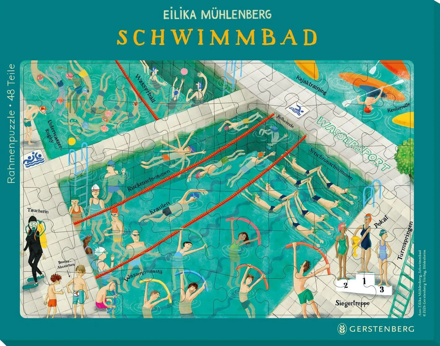 Cover: 4250915937410 | Rahmenpuzzle Schwimmbad - 48 Teile | Eilika Mühlenberg | Spiel | 2026