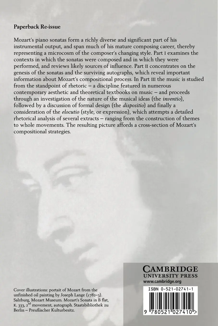 Rückseite: 9780521027410 | Mozart's Piano Sonatas | Contexts, Sources, Style | Irving (u. a.)