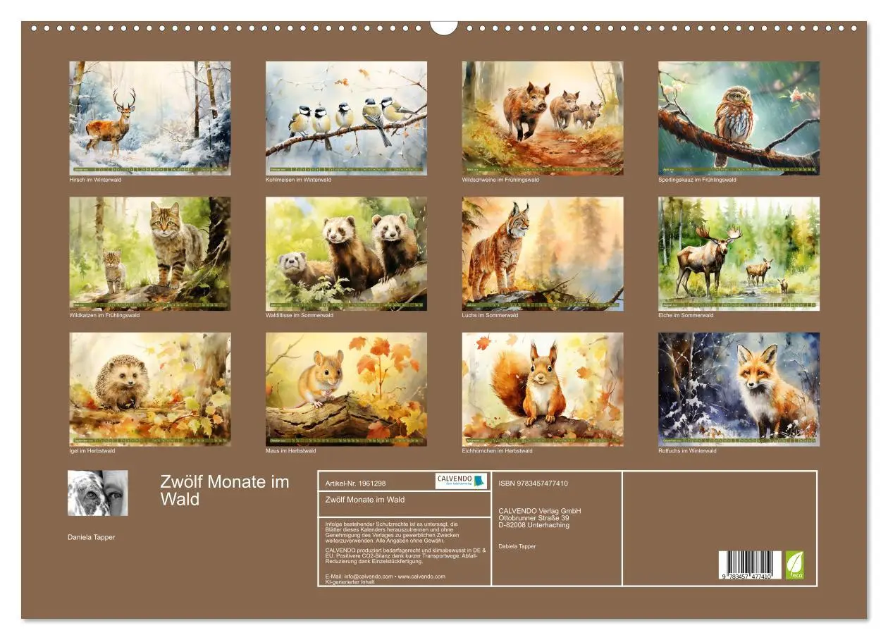 Bild: 9783457477410 | Zwölf Monate im Wald (Wandkalender 2026 DIN A2 quer), CALVENDO...