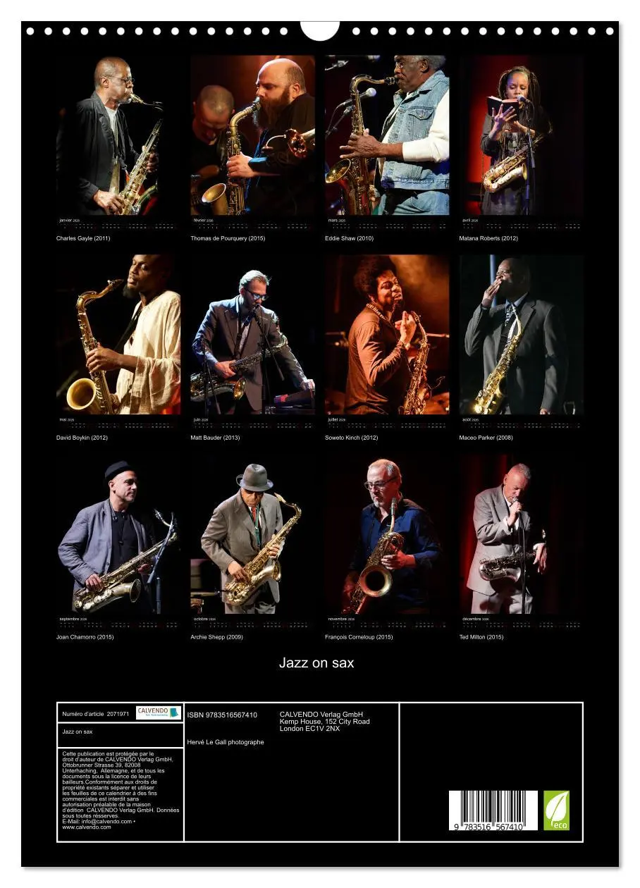Bild: 9783516567410 | Jazz on sax (Calendrier mural 2026 DIN A3 horizontal), CALVENDO...