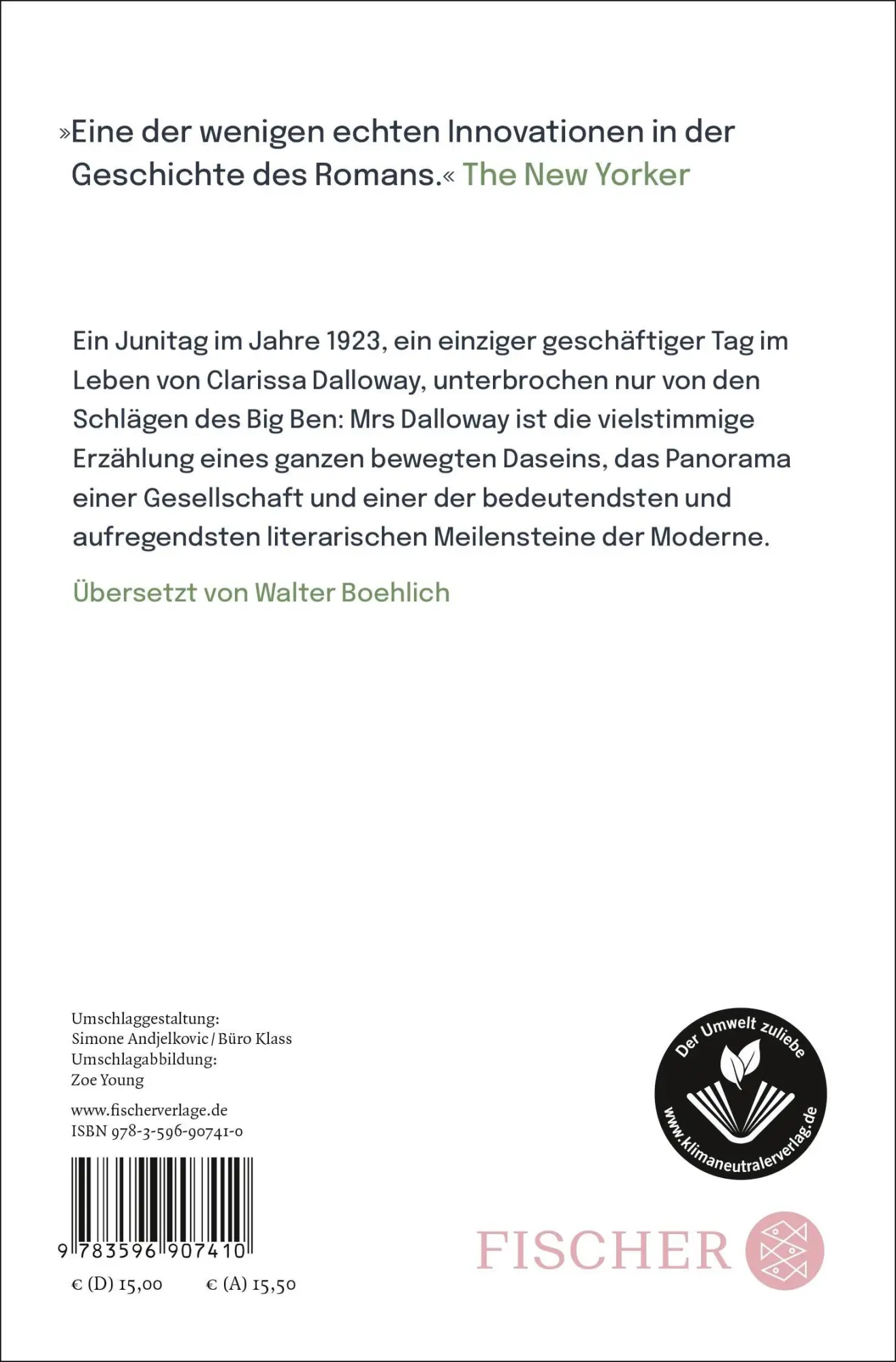 Rückseite: 9783596907410 | Mrs Dalloway | Roman | Virginia Woolf | Taschenbuch | 240 S. | Deutsch
