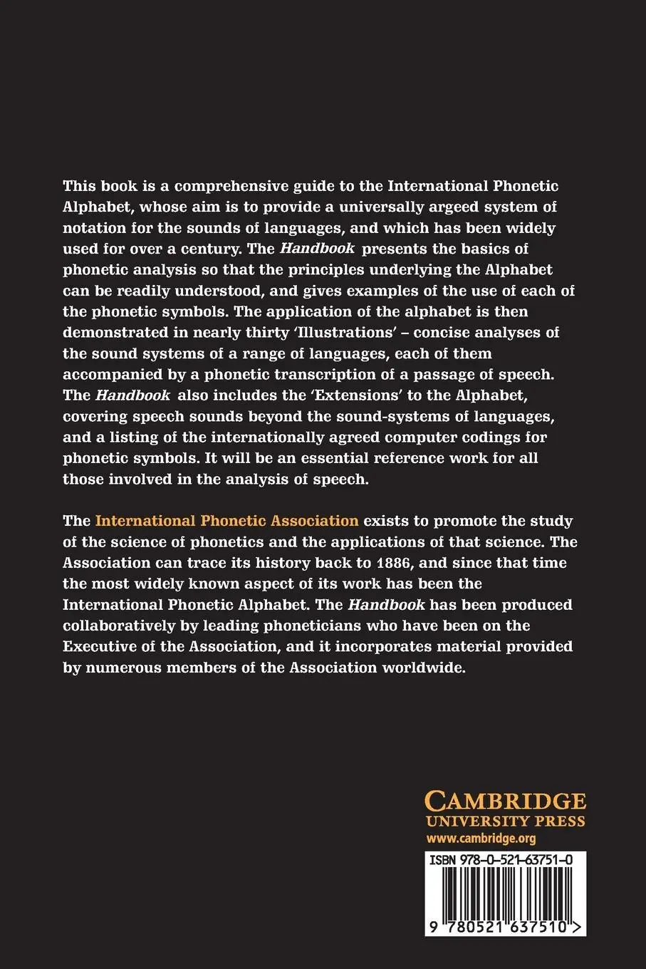 Rückseite: 9780521637510 | Handbook of the International Phonetic Association | Association