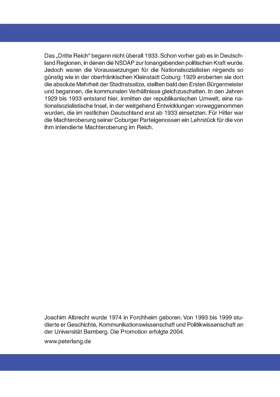 Rückseite: 9783631537510 | Die Avantgarde des 'Dritten Reiches' | Joachim Albrecht | Taschenbuch
