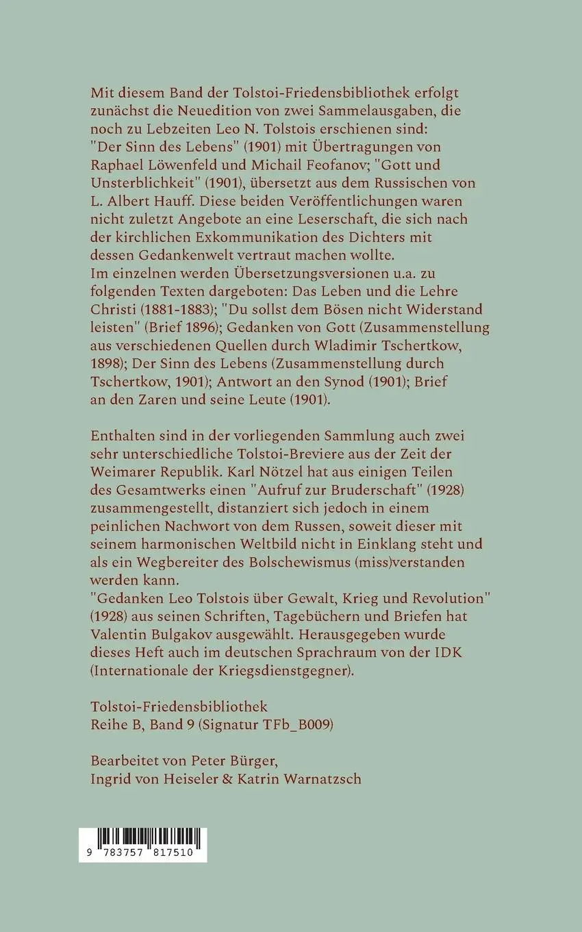Rückseite: 9783757817510 | Vier Auswahlbände und Breviere 1901/1928 | Leo N. Tolstoi | Buch