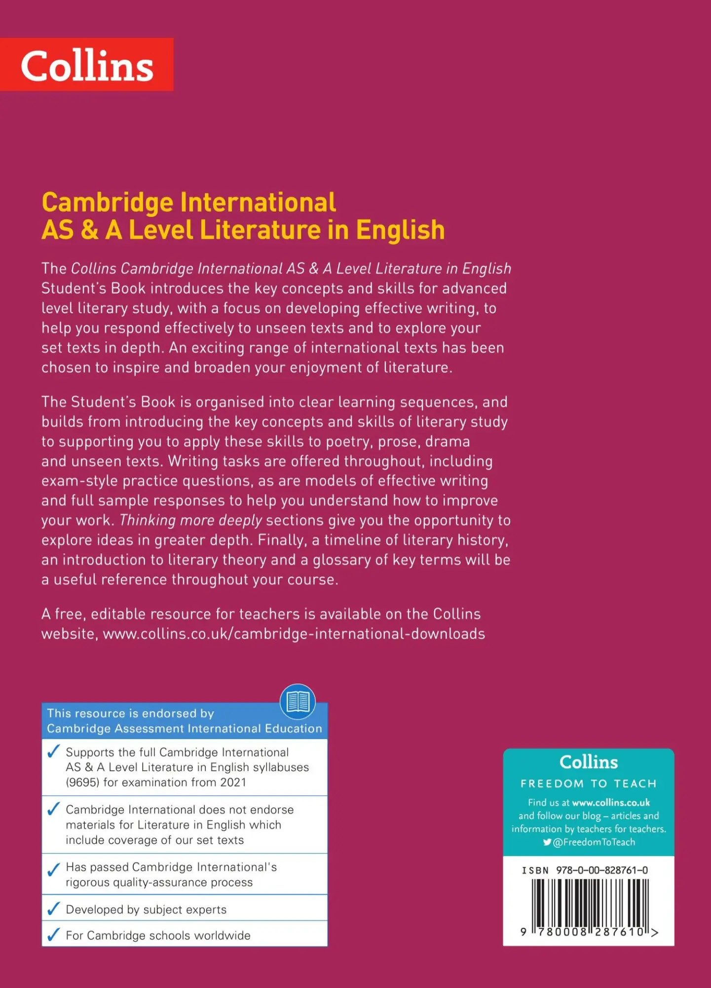 Rückseite: 9780008287610 | Cambridge International as &amp; a Level Literature in English...