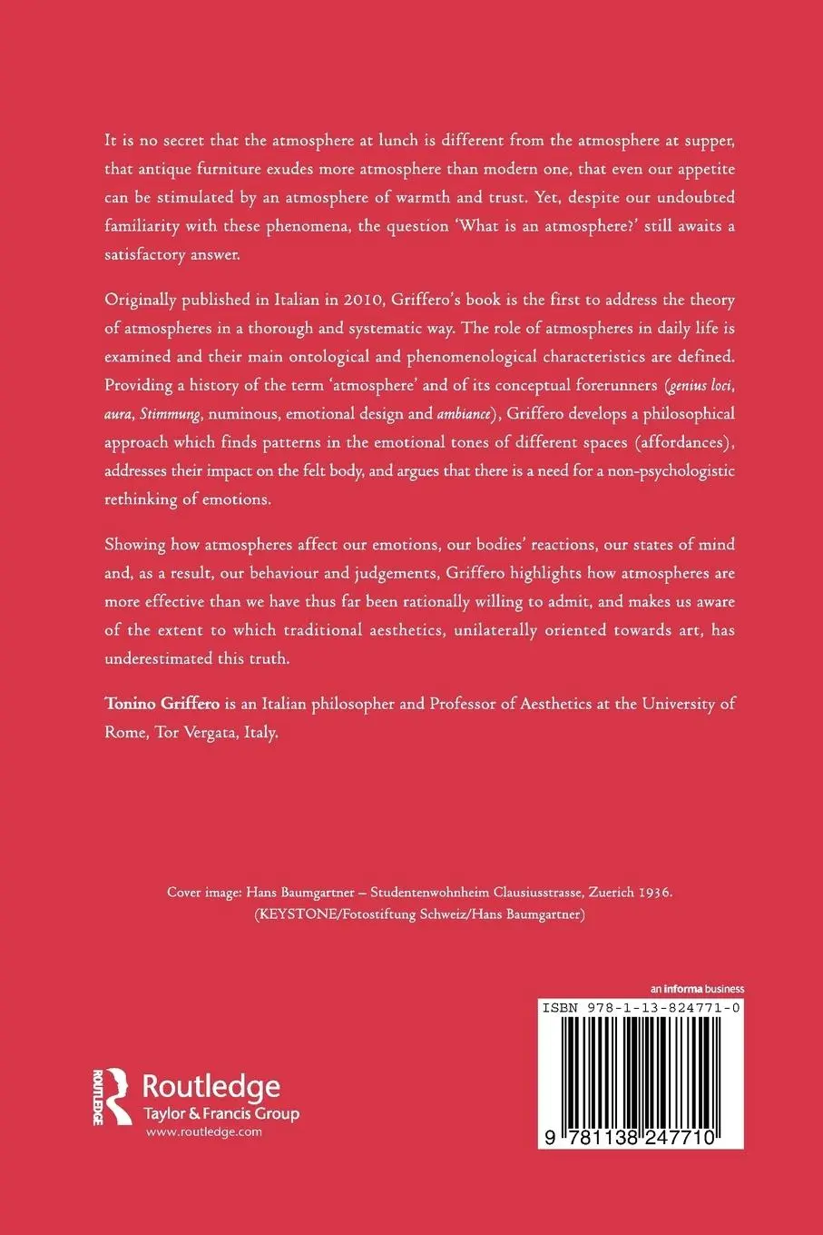 Rückseite: 9781138247710 | Atmospheres | Aesthetics of Emotional Spaces | Tonino Griffero | Buch