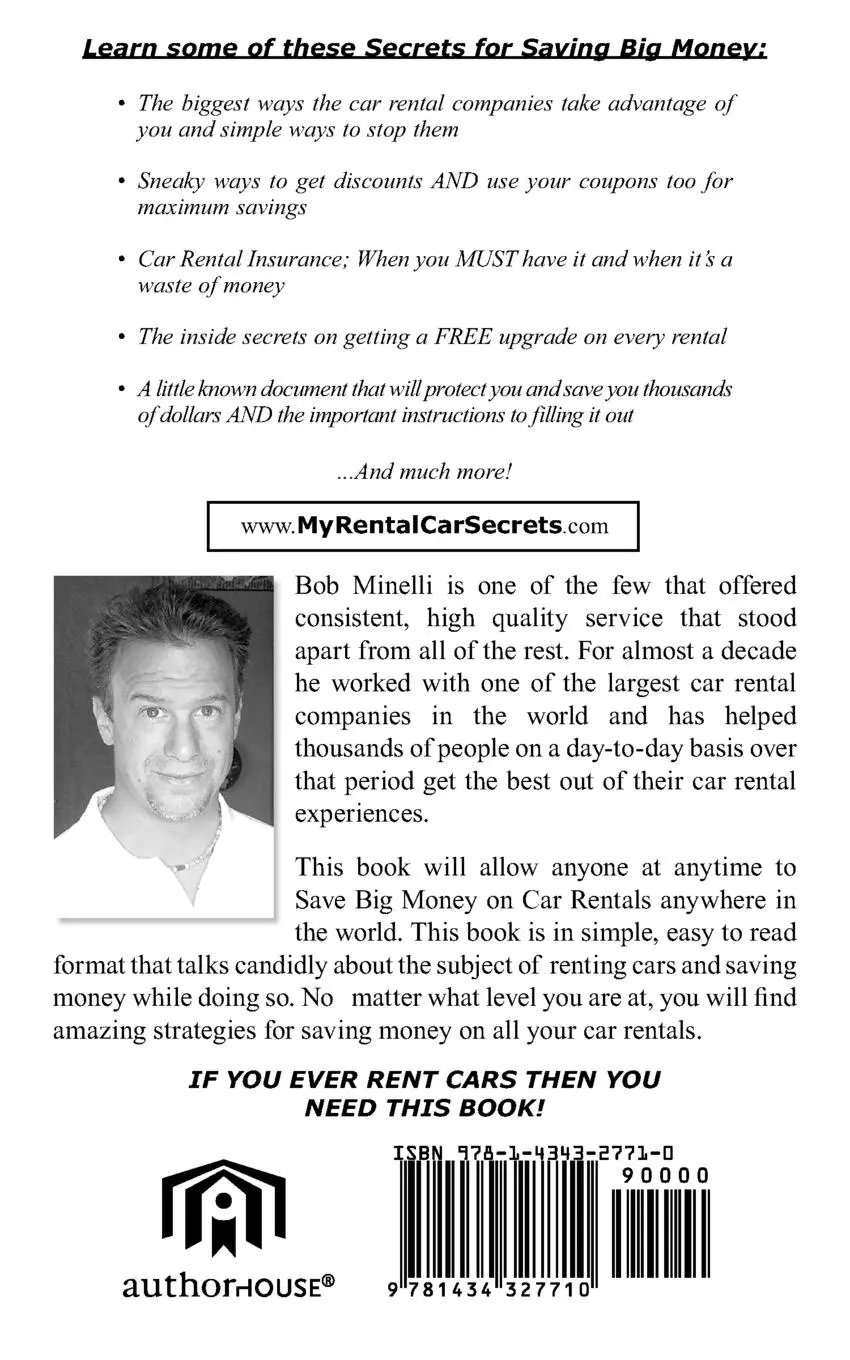 Rückseite: 9781434327710 | How to Save Big Money on Car Rentals | Bob Minelli | Taschenbuch