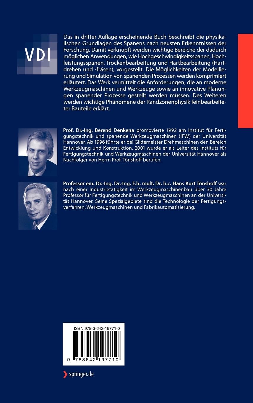 Rückseite: 9783642197710 | Spanen | Grundlagen | Hans Kurt Toenshoff (u. a.) | Buch | xxii | 2011