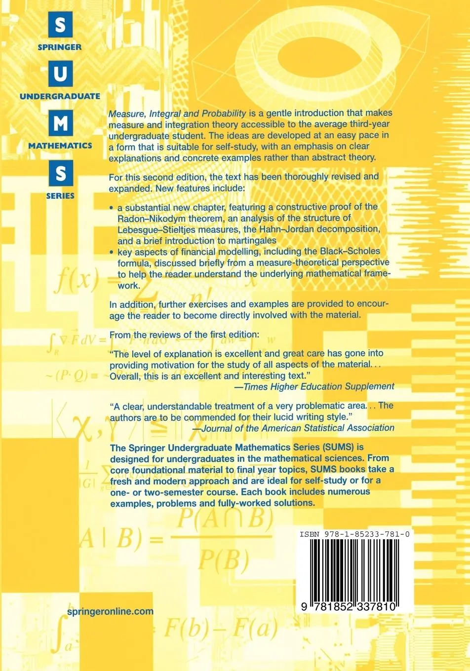 Rückseite: 9781852337810 | Measure, Integral and Probability | Peter E. Kopp (u. a.) | Buch | xv