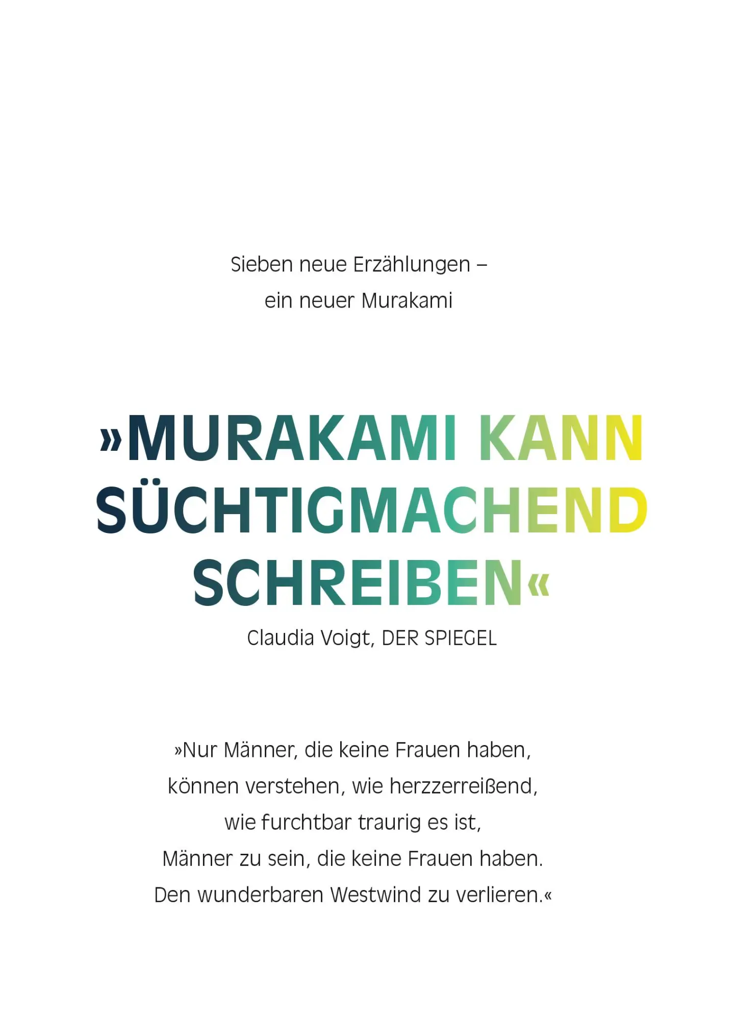 Rückseite: 9783832197810 | Von Männern, die keine Frauen haben | 7 neue Erzählungen | Murakami