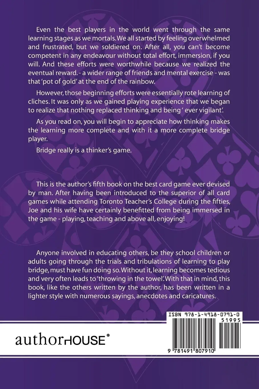 Rückseite: 9781491807910 | Bridge | A Thinker's Game | Joe Blatnick | Taschenbuch | Englisch