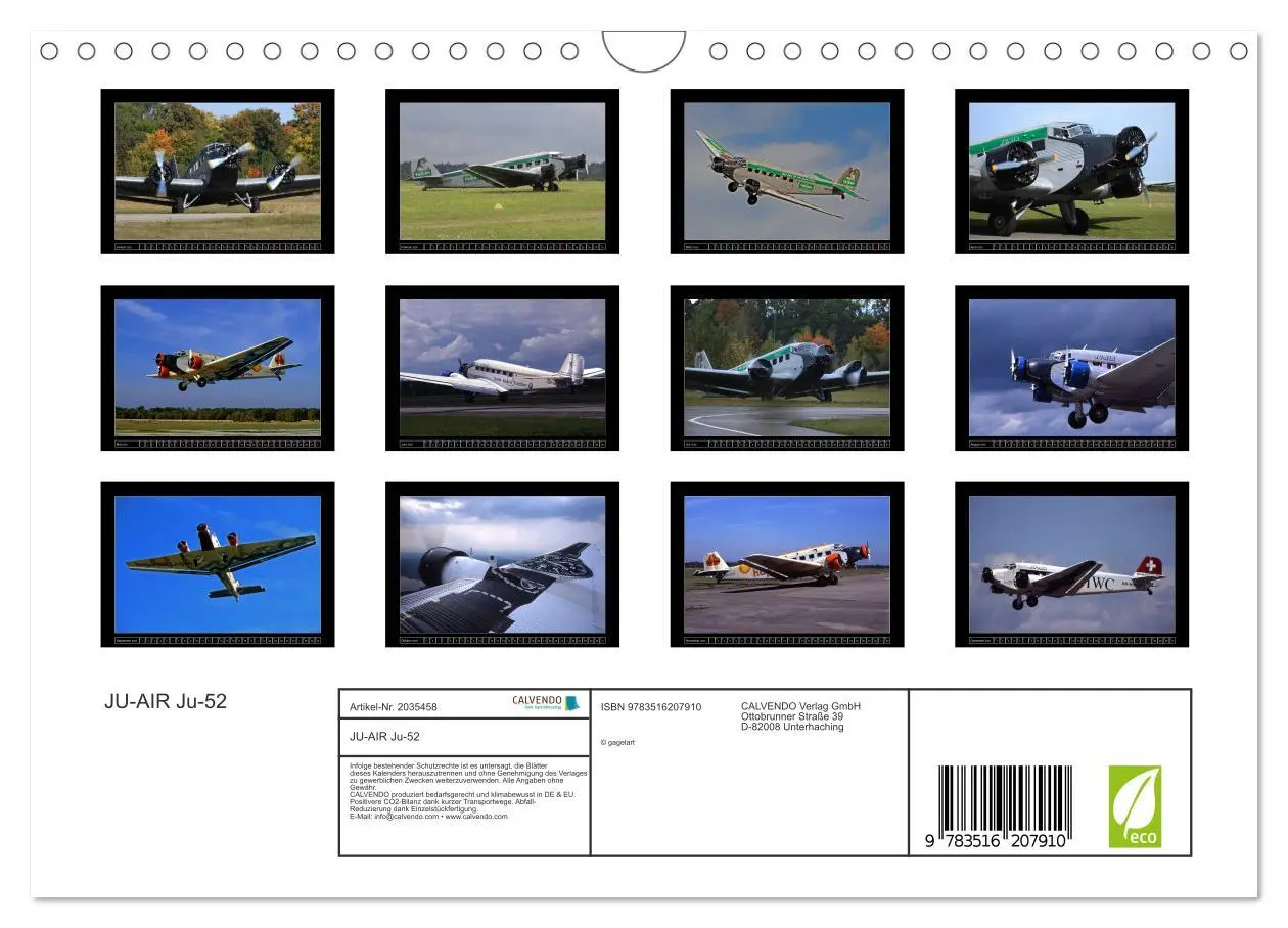 Bild: 9783516207910 | JU-AIR Ju-52 (Wandkalender 2026 DIN A4 quer), CALVENDO Monatskalender