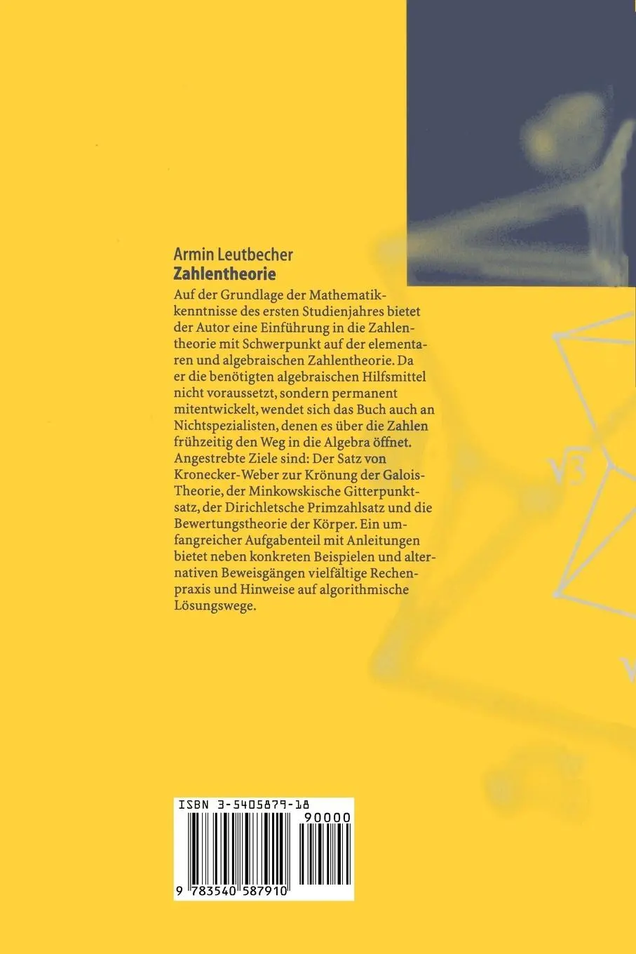 Rückseite: 9783540587910 | Zahlentheorie | Eine Einführung in die Algebra | Armin Leutbecher