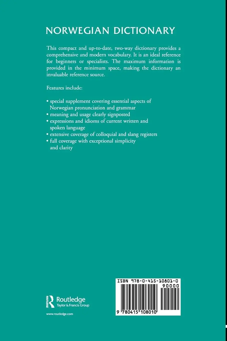 Rückseite: 9780415108010 | Norwegian Dictionary | Norwegian-English, English-Norwegian | Buch